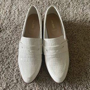 Aldo White Croc Patent Leather Loafers